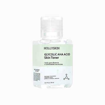 HOLLYSKIN Тонік для обличчя GLYCOLIC AHA ACID SKIN TONER (travel size), 30 ml 1755336077973 фото